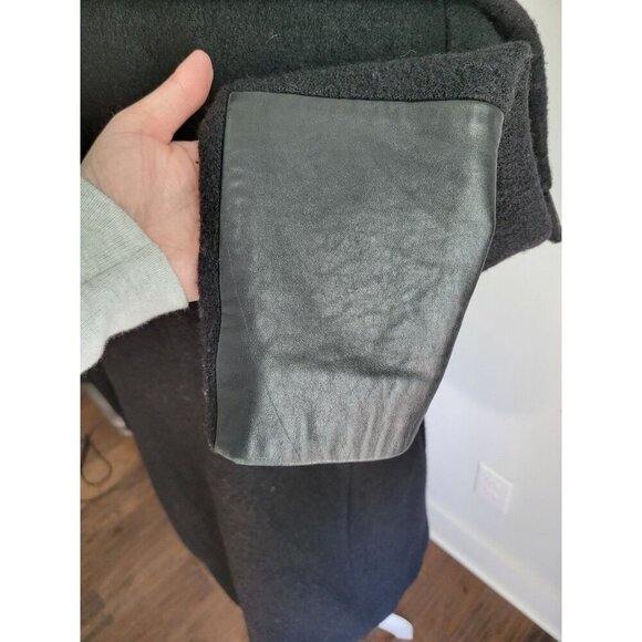 $398 CLUB MONACO Women’s Halli Coat 100% Italian Wool Lamb Leather Cuffs Medium - Picture 6 of 7